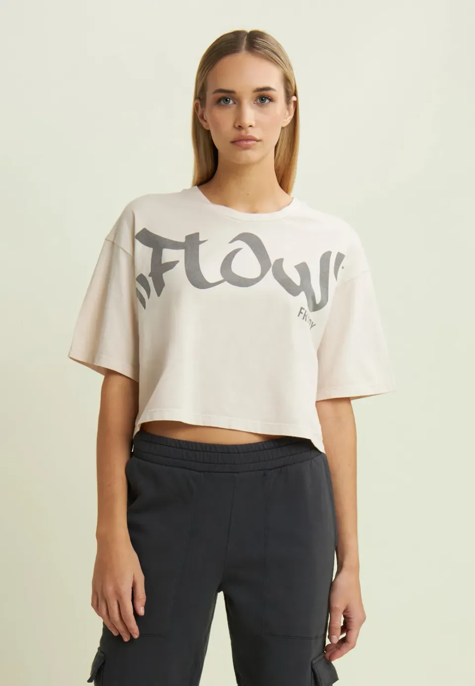 Freddy Flow Cropped T-Shirt Gray Asphalt Print