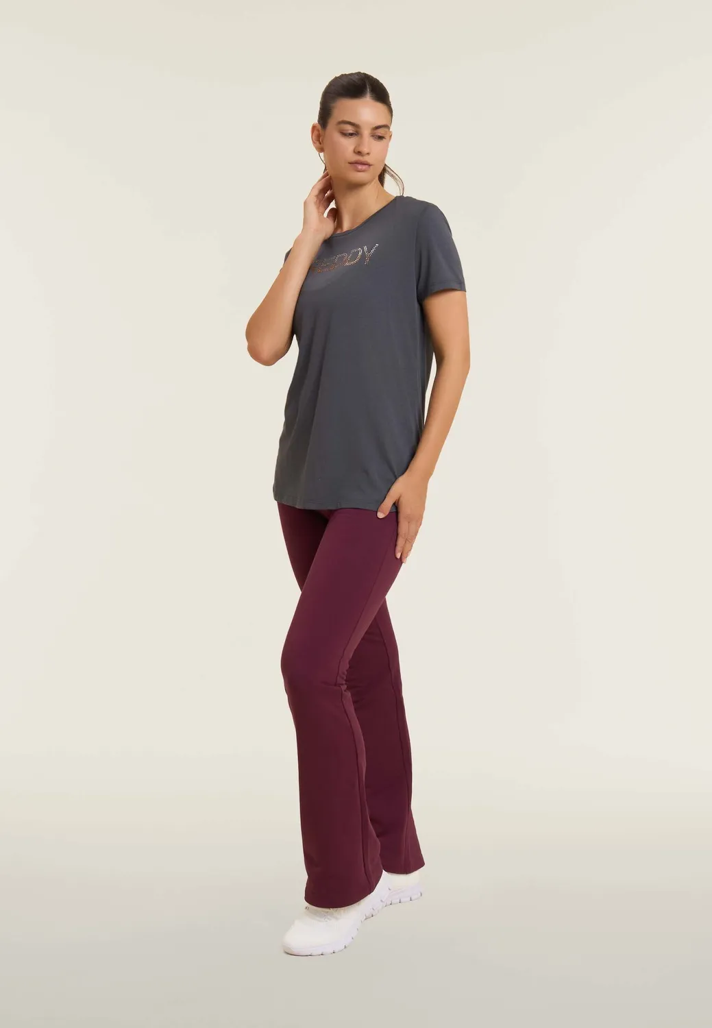 Freddy Logo T-Shirt Damen schwarz Strass
