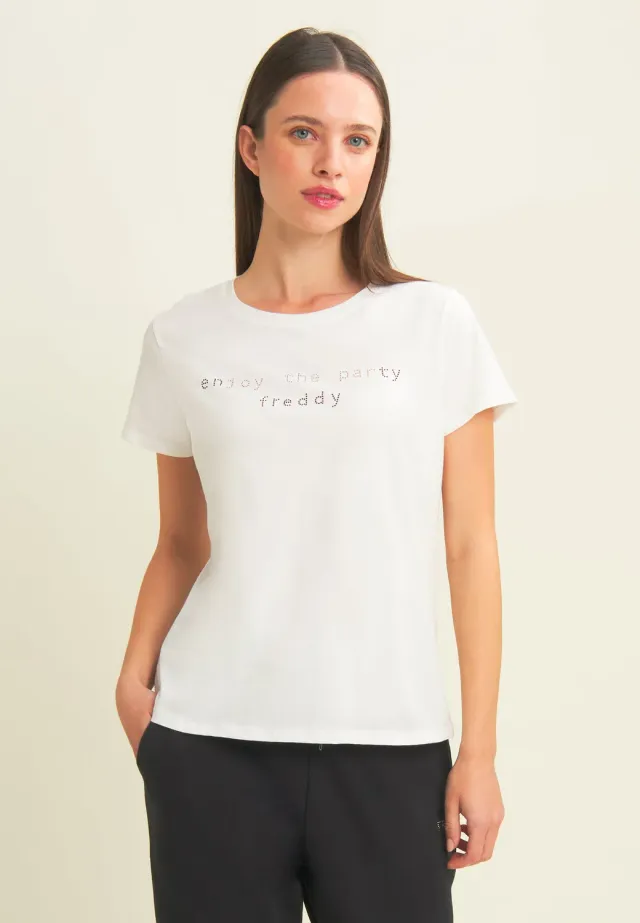 Freddy Enjoy the Party T-Shirt Damen Schwarz XXS Strass