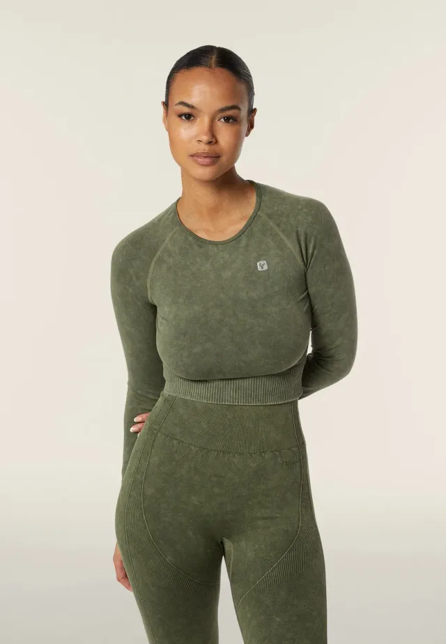 Freddy Seamless Langarmshirt Cropped Schwarz Used
