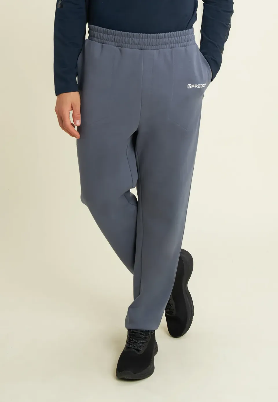 Freddy Slim Interlock Sporthose Herren Schwarz Slim Fit