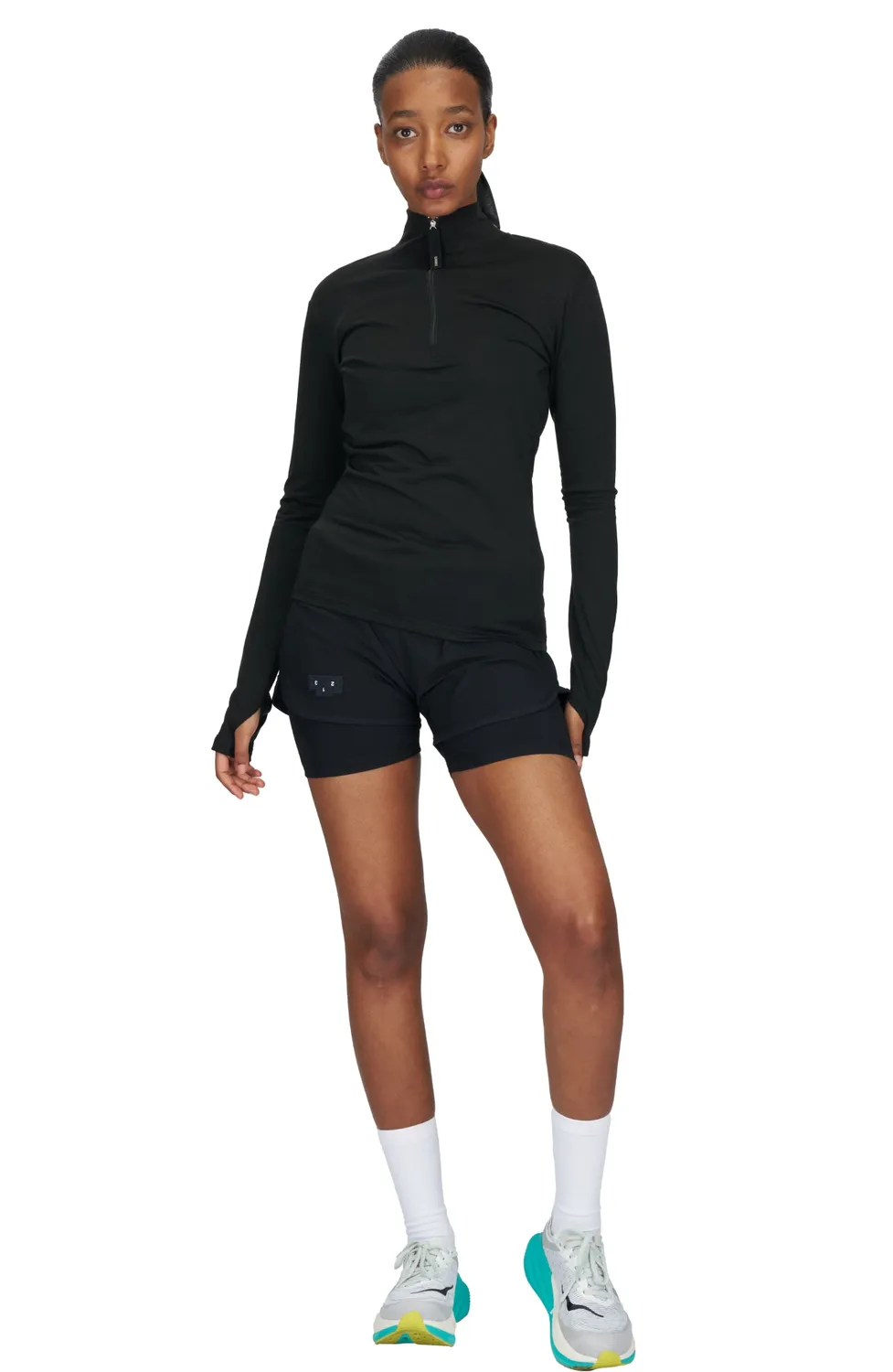 UNNA Zip Up Wool Layer W Laufshirt schwarz Wolle