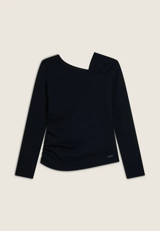 Freddy Langarmshirt Damen asymmetrisch schwarz leicht