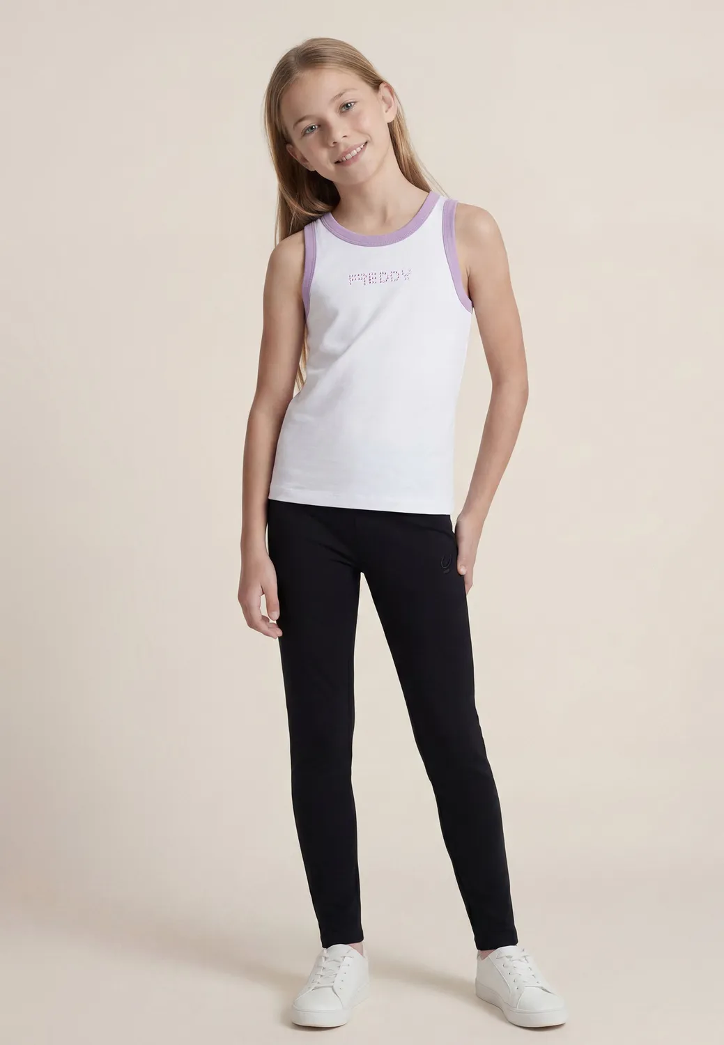 Freddy Slim Tanktop Cut-Out Strass weiß Kinder
