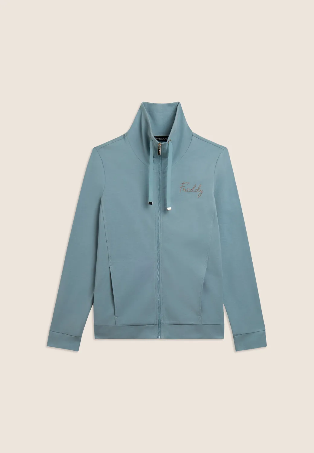 Freddy Zip-Sweatjacke Dark Denim hoher Kragen