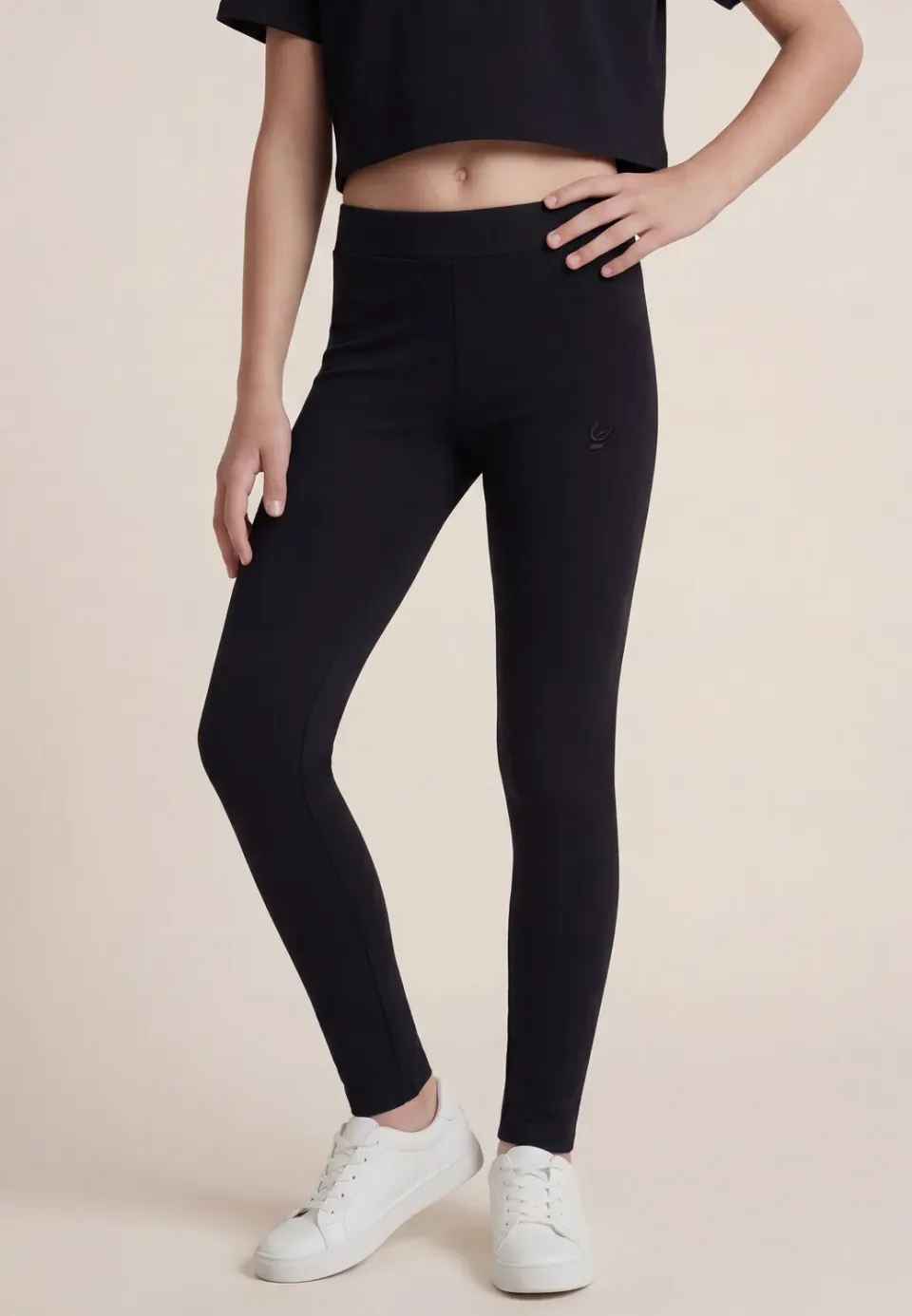 Freddy Leggings Mädchen Schwarz lang gesticktes Logo