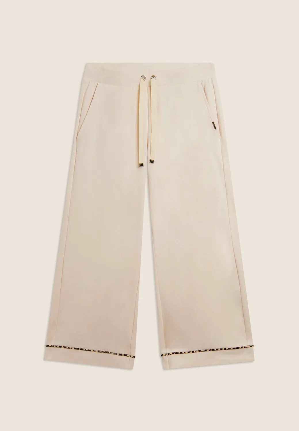 Freddy Cropped Wide Leg Hose Animal-Paspel schwarz Stretch