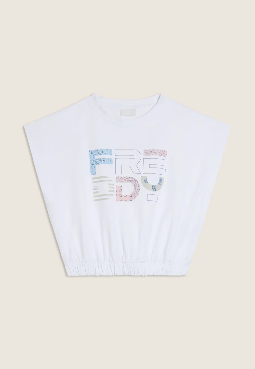 Freddy Cropped Top Mädchen ärmellos Bianco leicht