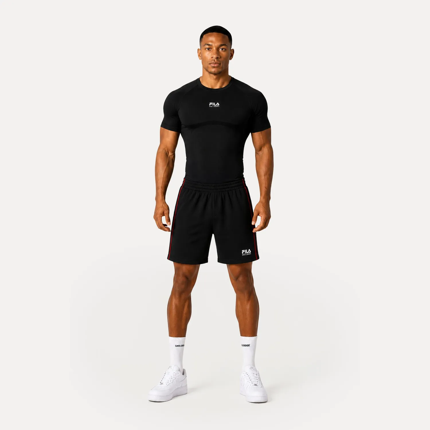 Smilodox x Fila Varallo Kompression T-Shirt Herren Schwarz