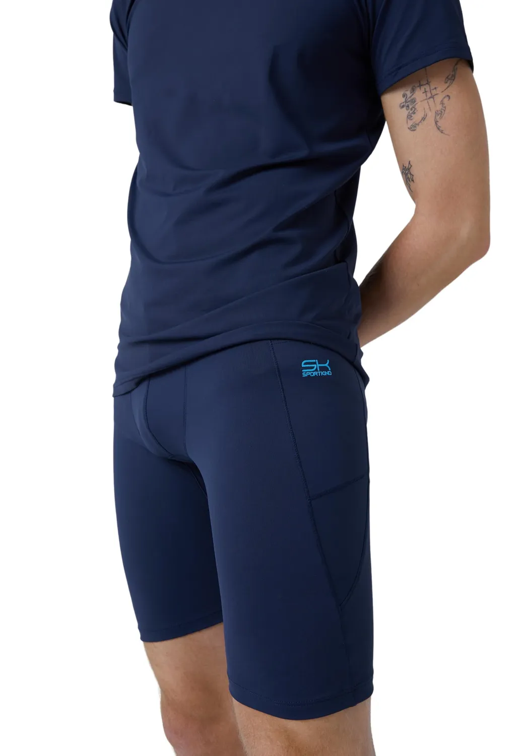 SPORTKIND Short Tights Herren kurze Leggings Taschen UV-Schutz