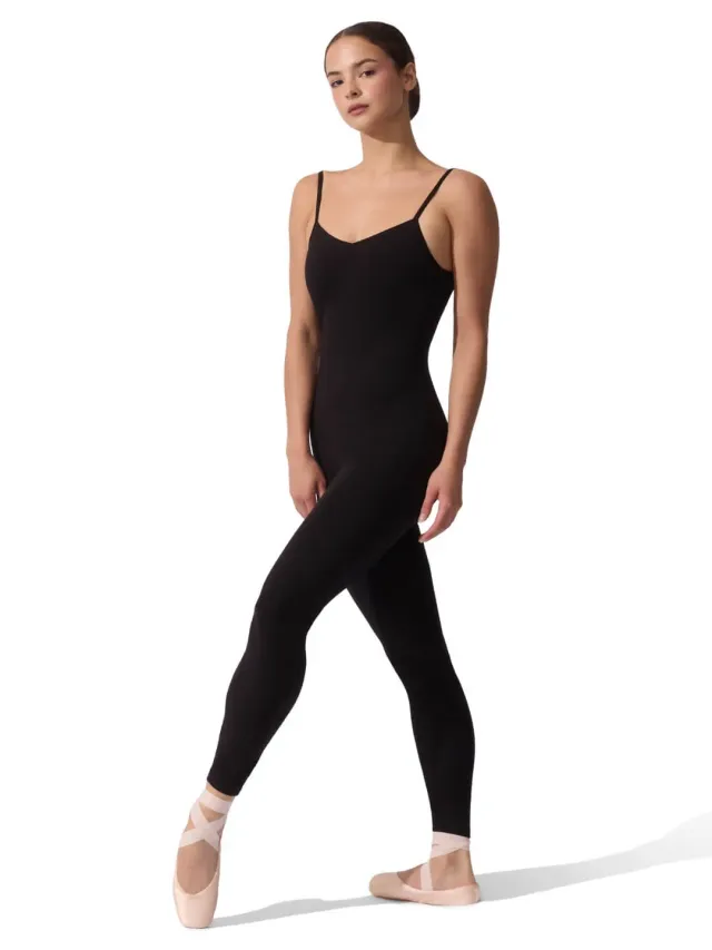 Capezio Camisole Unitard Schwarz Baumwolle verstellbar