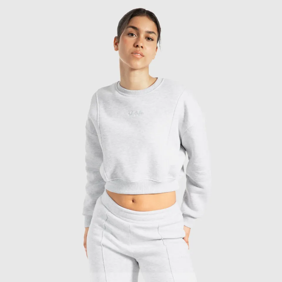 Smilodox Lunara Siana Sweatshirt Grau Melange Cropped