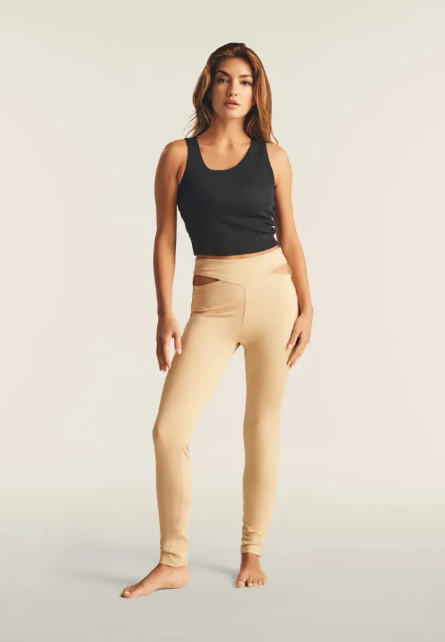 Freddy N.O.W. Sporthose Schwarz High Waist Cut-out