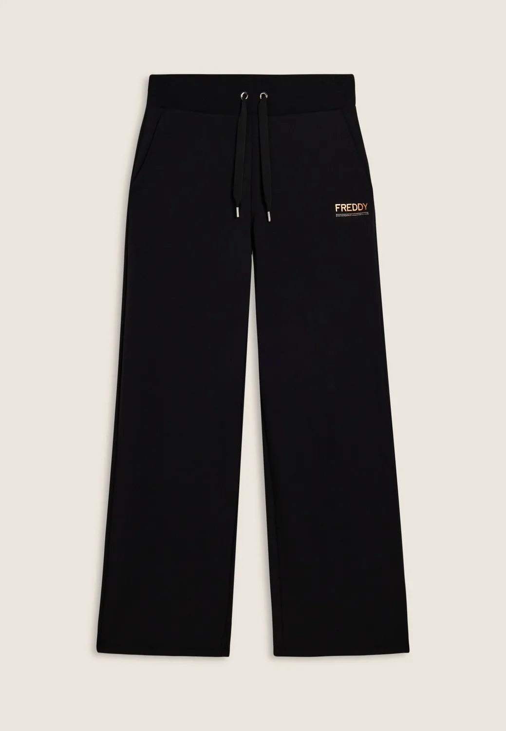 Freddy Strass Wide Leg Hose Schwarz Modal