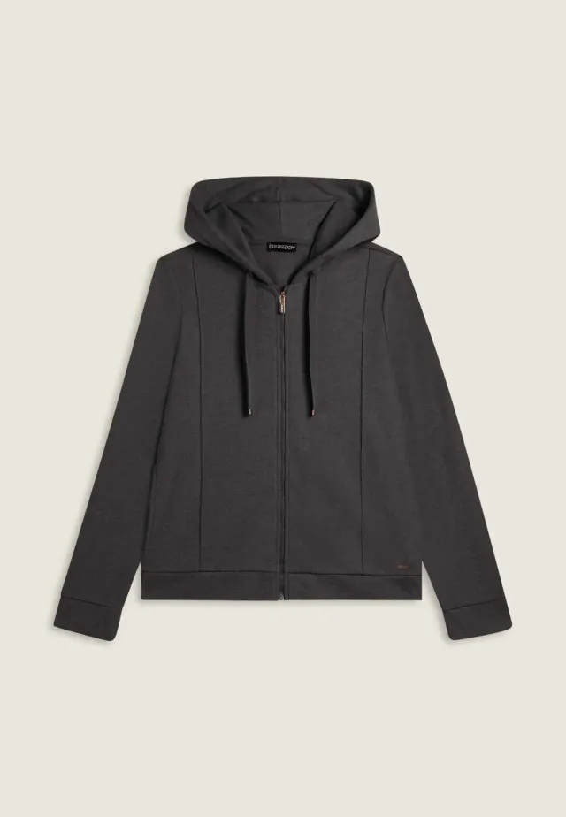 Freddy Damen Hoodie Full-Zip Tricot Grau