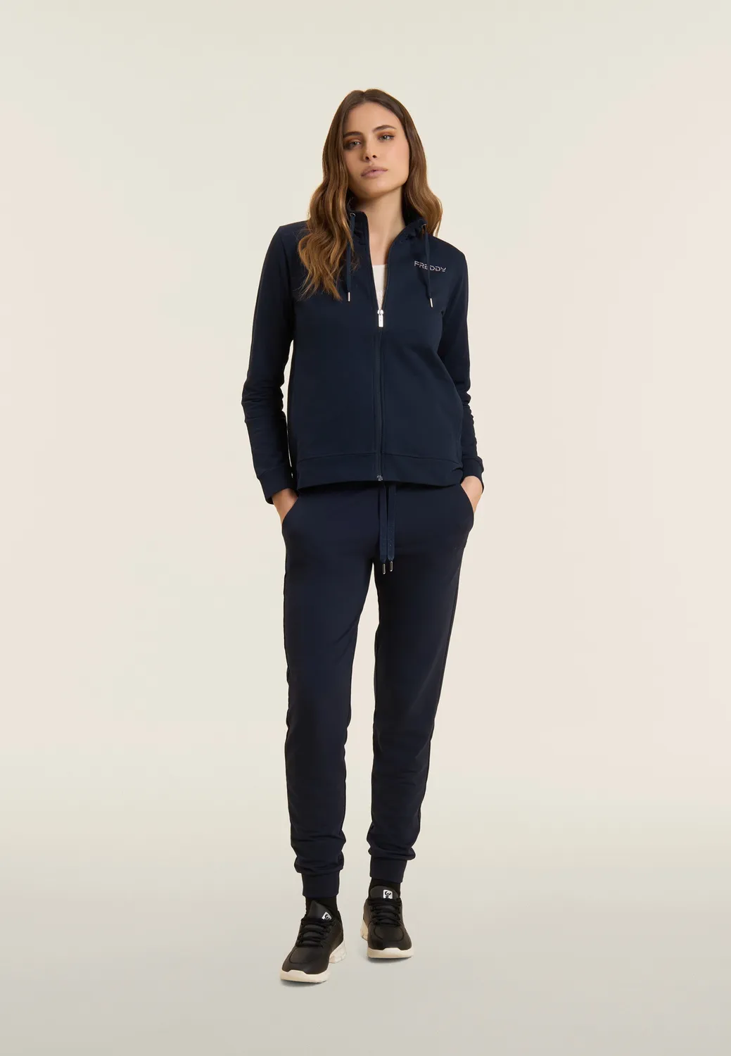 Freddy Comfort Fit Sweatjacke Schwarz Stehkragen Zip