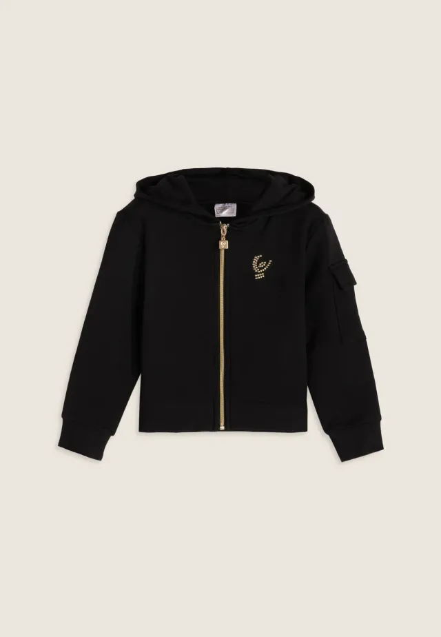 Freddy Mädchen Hoodie mit Reißverschluss Schwarz Gold 4 Jahre