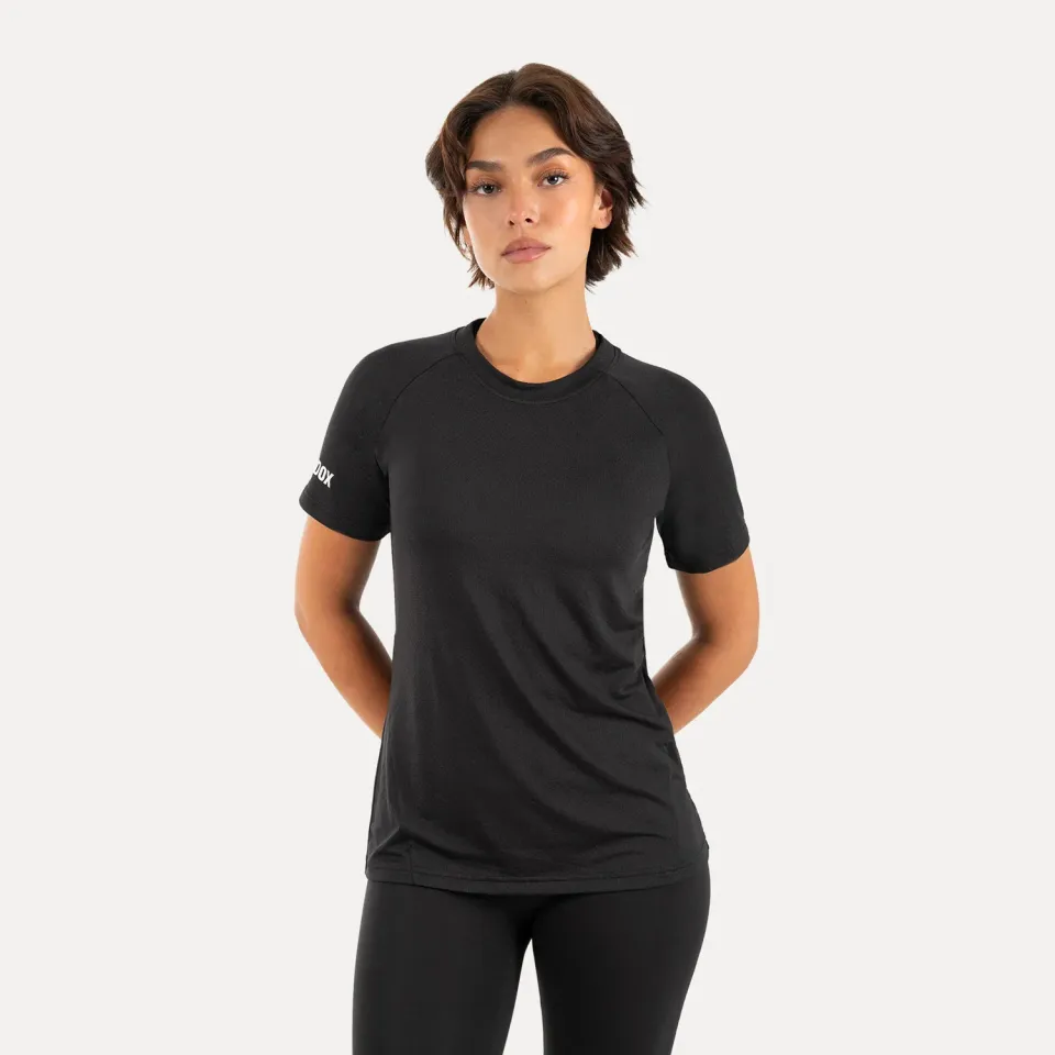 Smilodox Selia T-Shirt Damen Schwarz Slim Fit atmungsaktiv