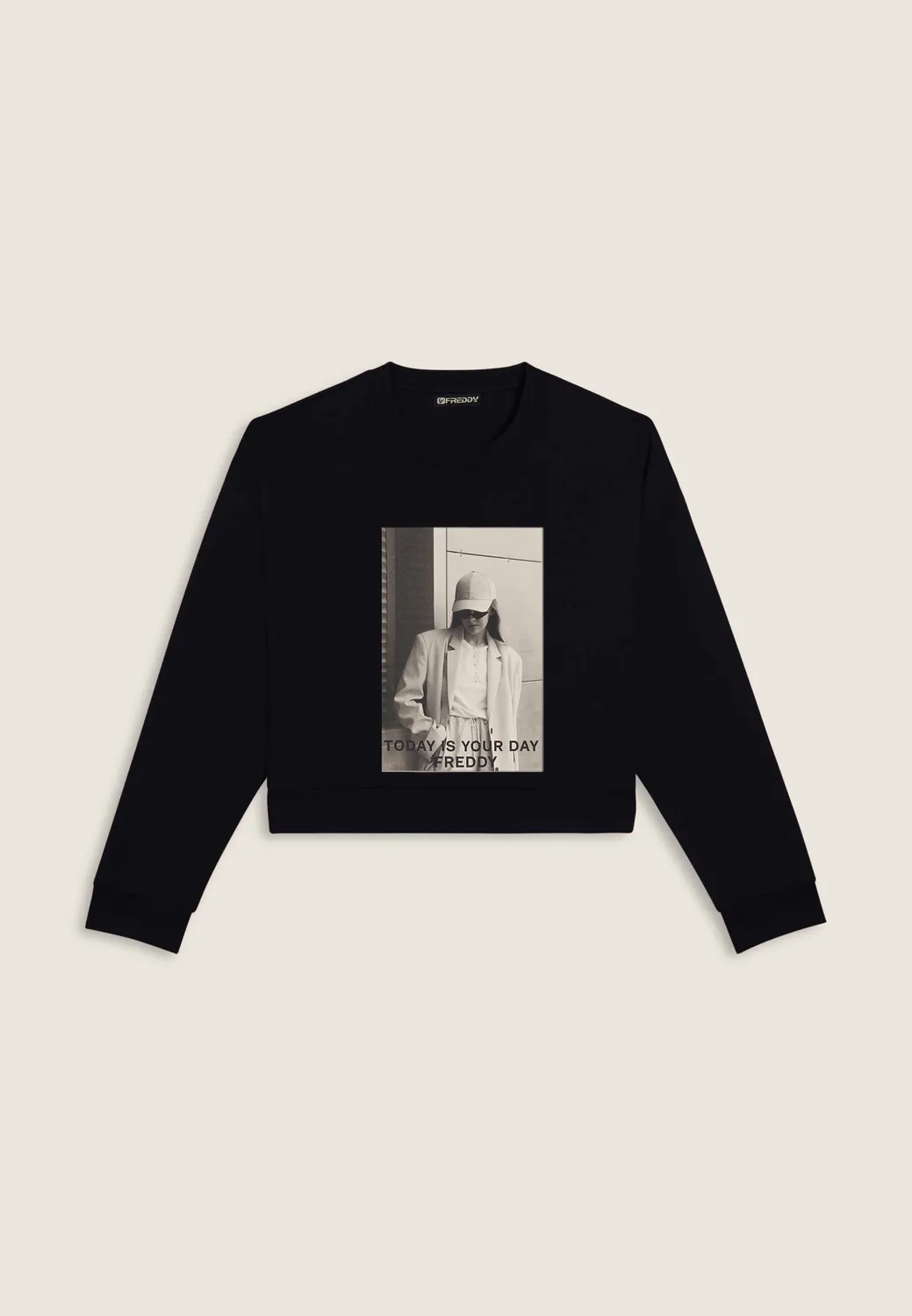 Freddy Sweatshirt Damen Cropped Fotoprint Cordovan