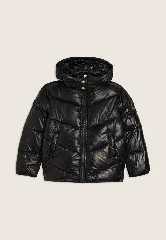 Freddy Junior Glanz Steppjacke Schwarz mit Kapuze