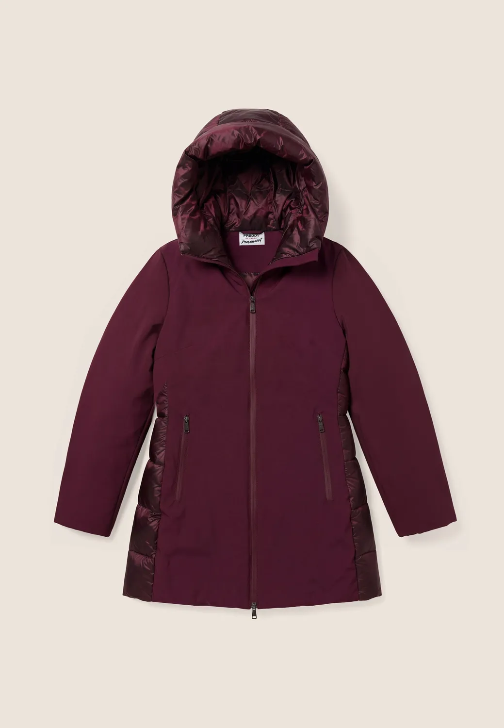 Freddy Softshell Winterjacke Damen mit Kapuze schwarz wattiert