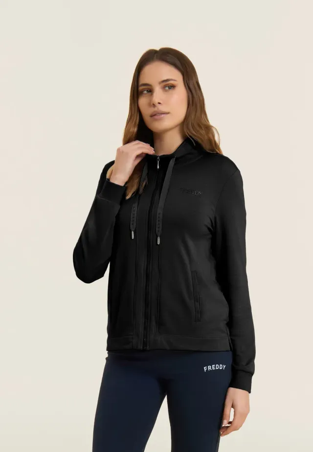 Freddy Zip-Sweatjacke Stehkragen Dark Sapphire Strass-Logo