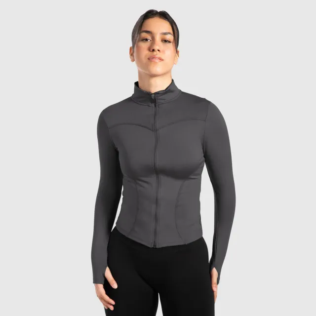 Smilodox Indira Trainingsjacke Damen Schwarz Slim Fit