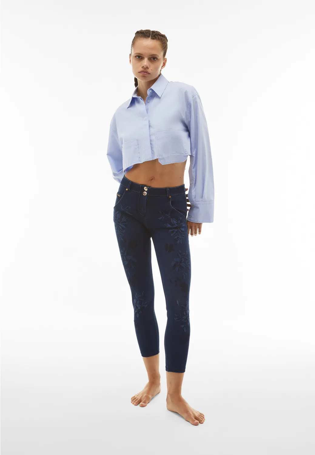 Freddy WR.UP 7/8 Skinny Jeans Blumen Dark Denim