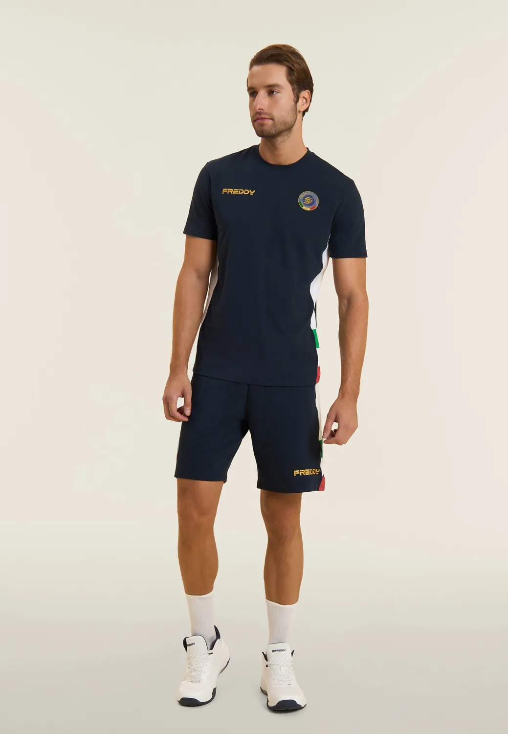 Freddy Italia FGI Shorts French Terry Blau über Knie