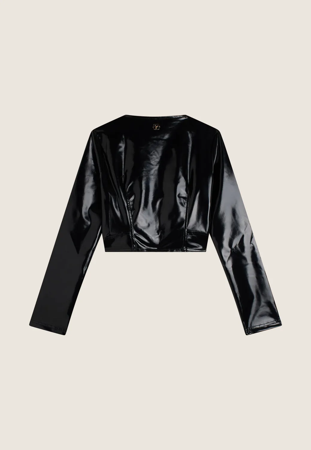 Freddy Cropped Jacke glänzend Schwarz Full-Zip