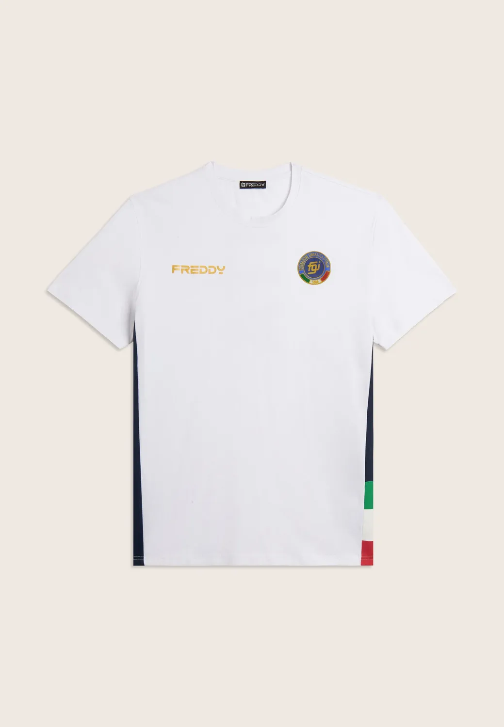 Freddy FGI Italia T-Shirt Herren Weiß-Dunkelblau Baumwolle