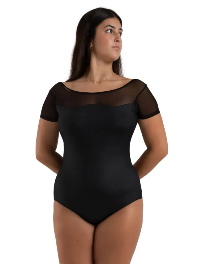 Capezio Curved Rhythm Chryssa Ballettanzug Schwarz Mesh