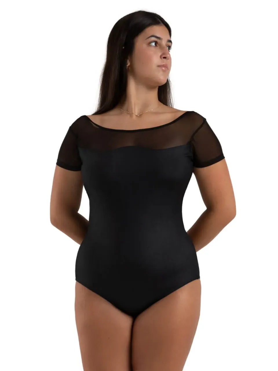 Capezio Curved Rhythm Chryssa Ballettanzug Schwarz Mesh