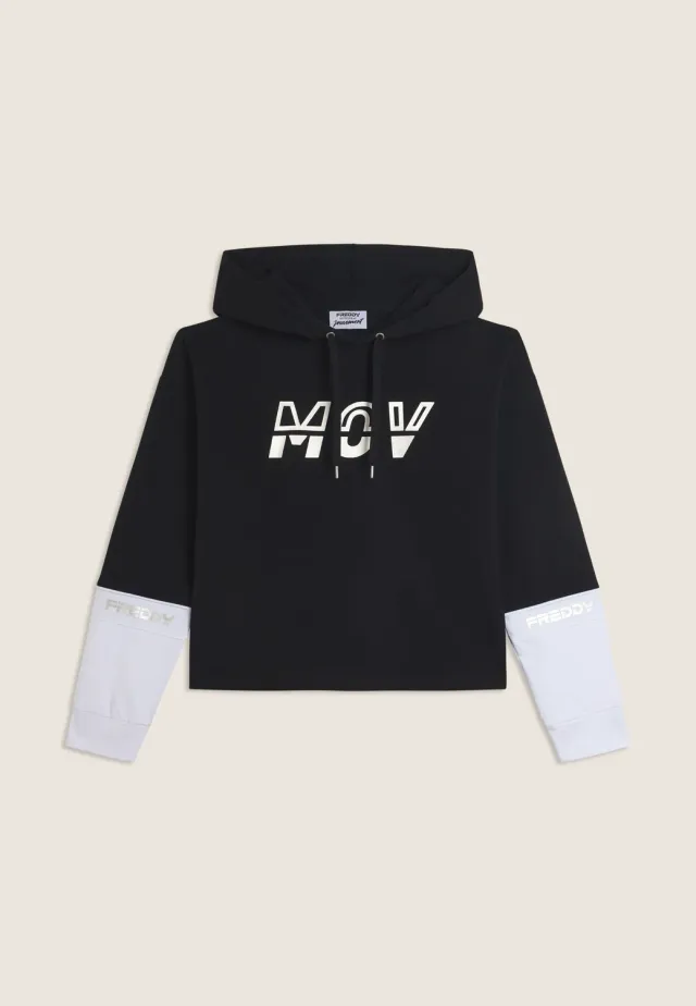 Freddy MOV Hoodie Colour-Block schwarz-weiß