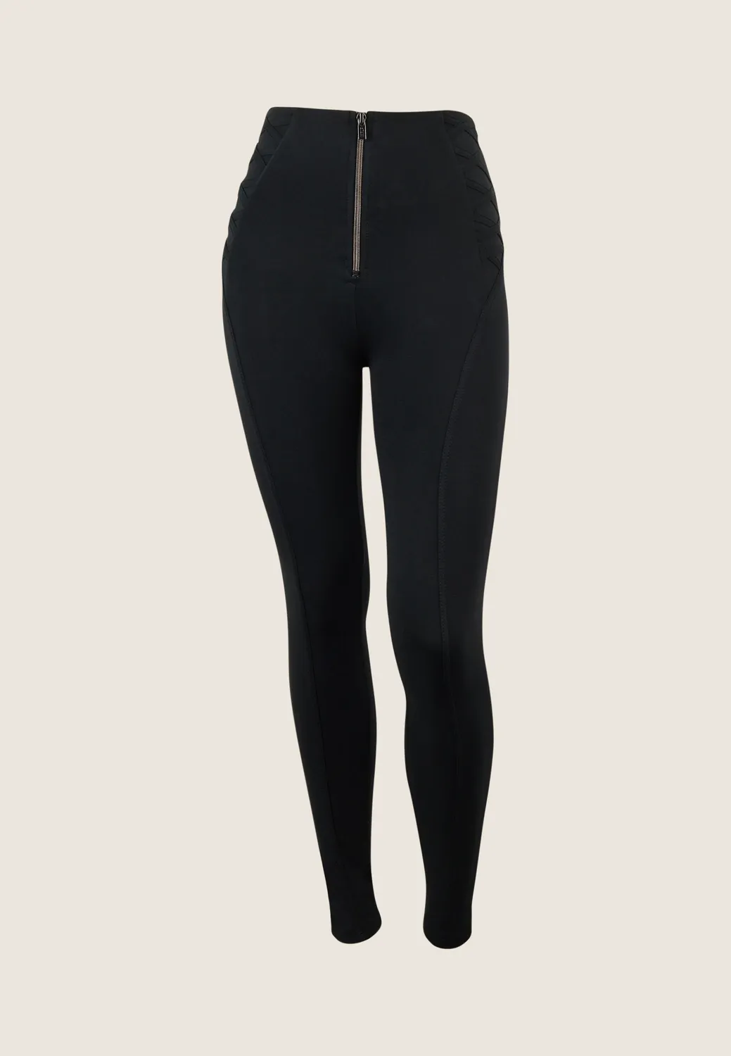 Freddy WR.UP Jersey High-Waist Hose Damen schwarz Zierdekor