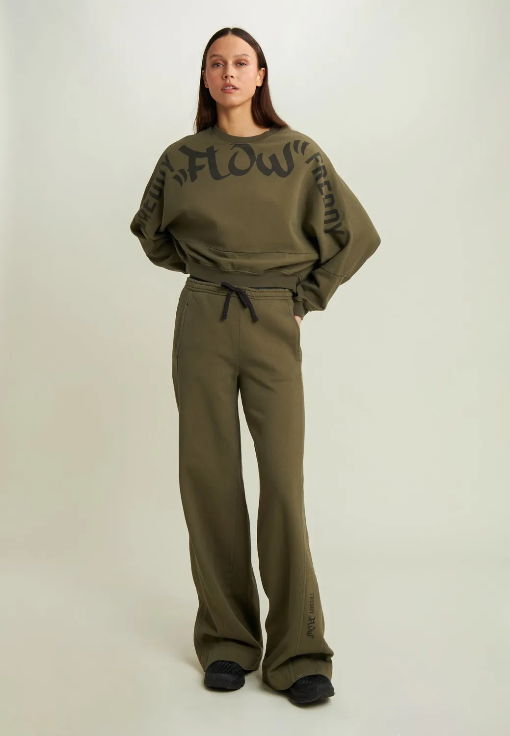 Freddy Flow Oversize Cropped Sweatshirt Gray Asphalt