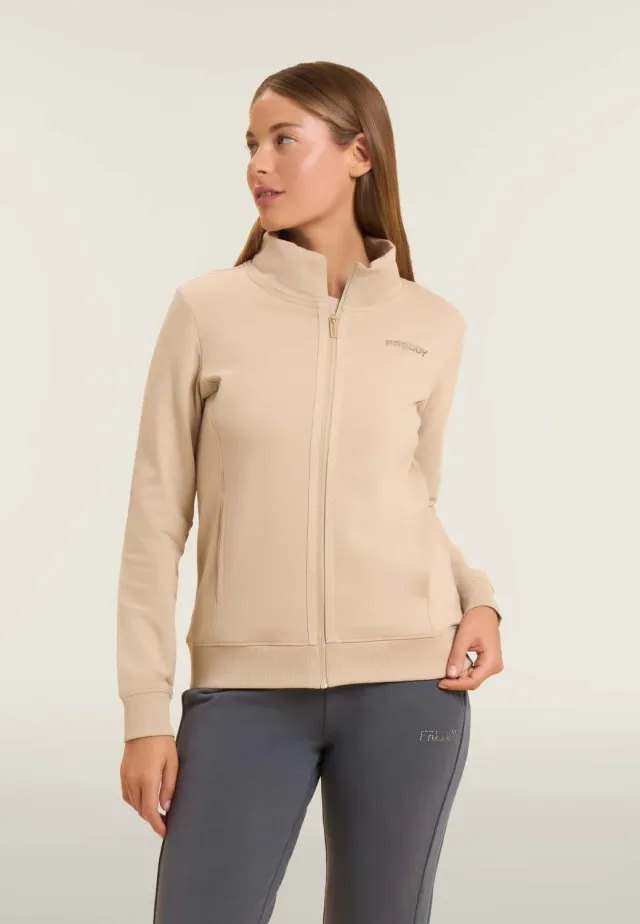 Freddy Sweatjacke Stehkragen Schwarz angeraut