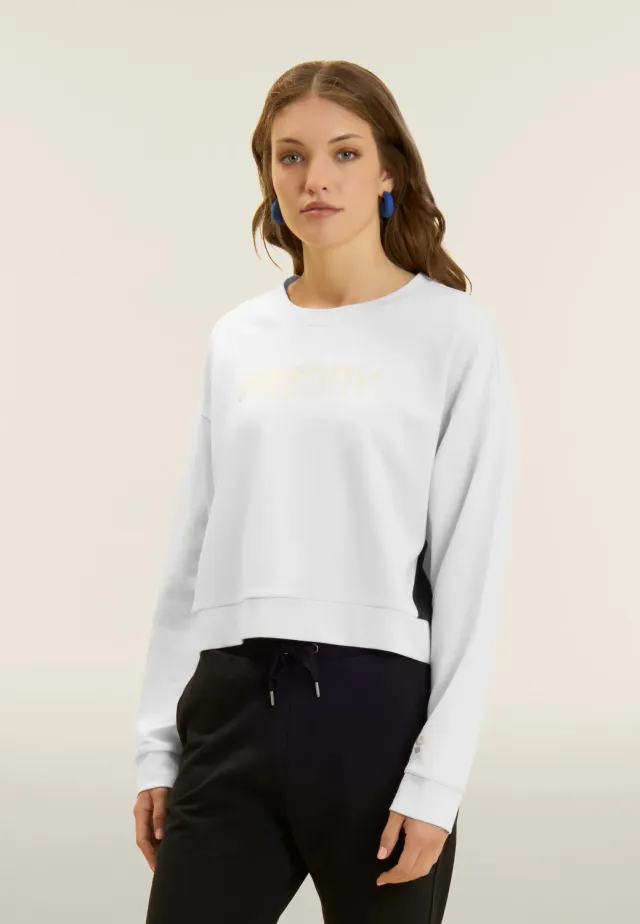 Freddy Sweatshirt Rundhals Schwarz-Weiß bequem