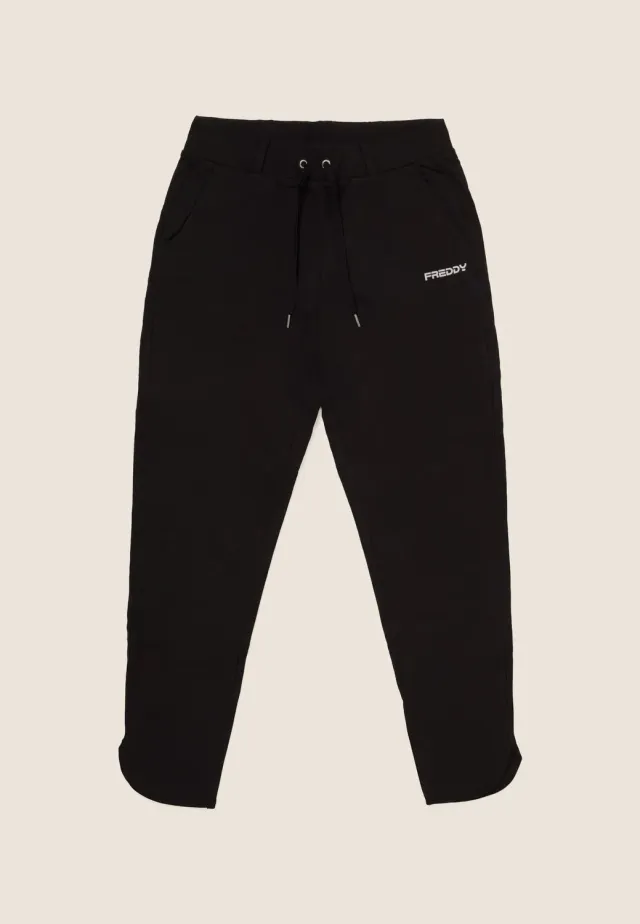 Freddy Slim Sporthose Schlitz Velours Schwarz Damen