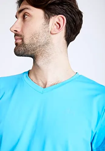 SPORTKIND V-Ausschnitt T-Shirt türkis S UV-Schutz