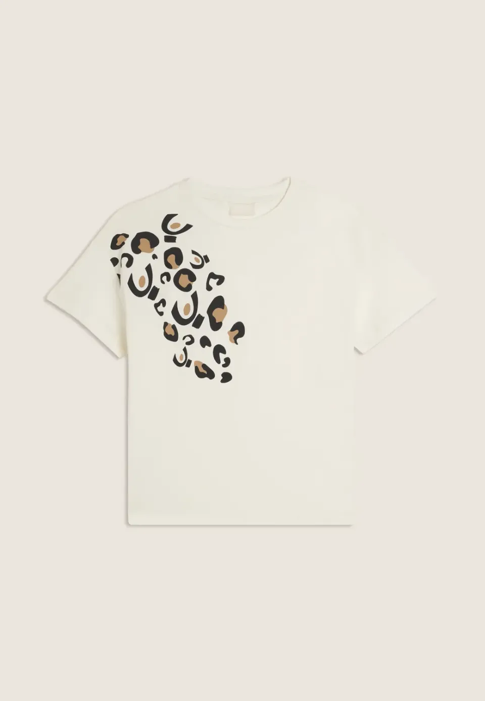 Freddy Junior T-Shirt Milk White Leo-Print Baumwolle