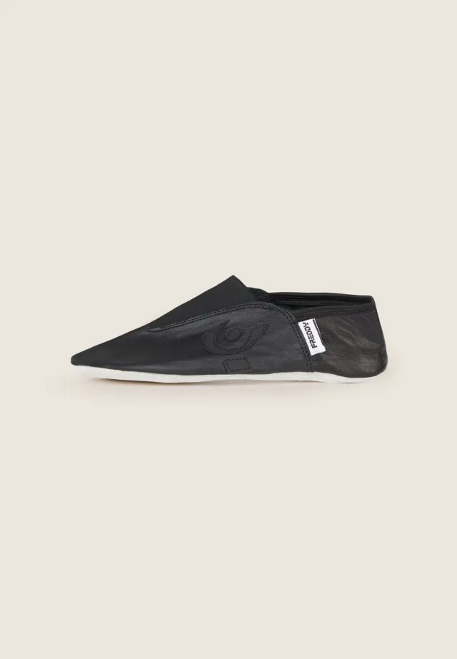 Freddy Gymnastikschuhe Leder Schwarz Turnschläppchen Rutschfest
