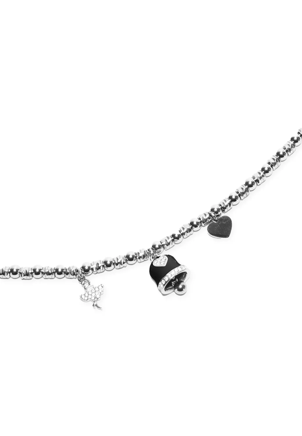 Freddy Charm Halskette Edelstahl Silber-Schwarz nickelfrei