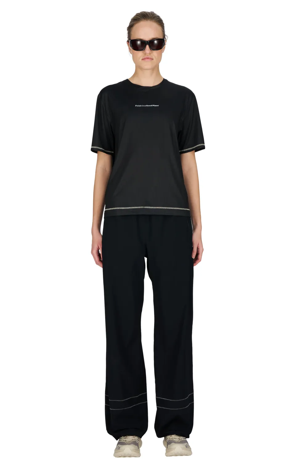UNNA Wavy Tee Laufshirt Damen Schwarz atmungsaktiv