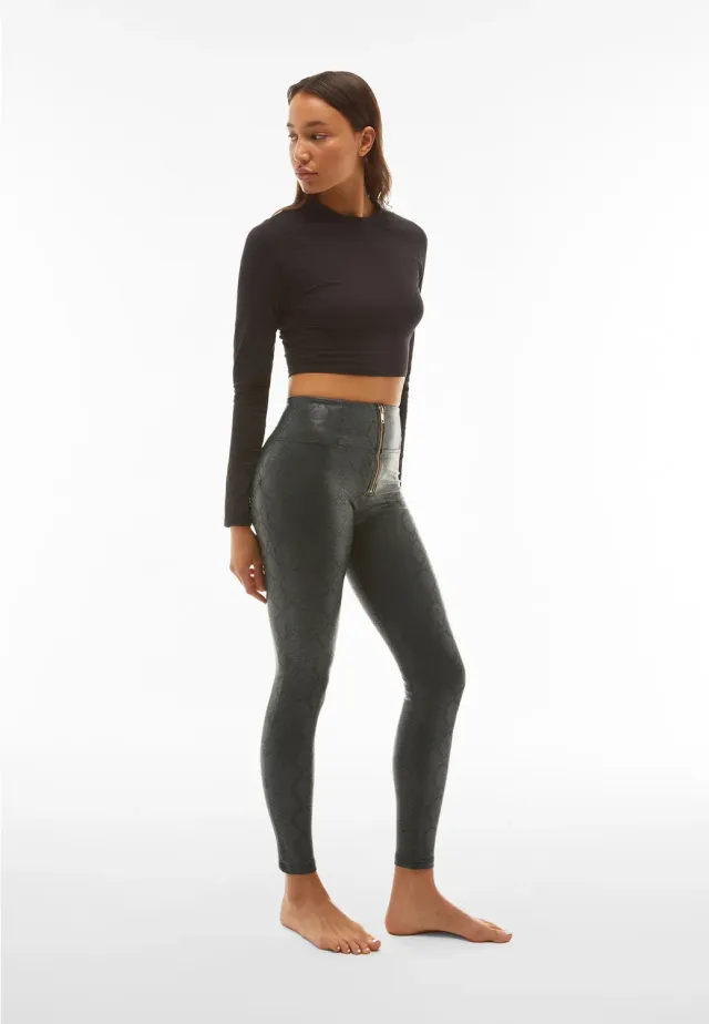 Freddy WR.UP Leggings High Waist Kunstleder Python Blau
