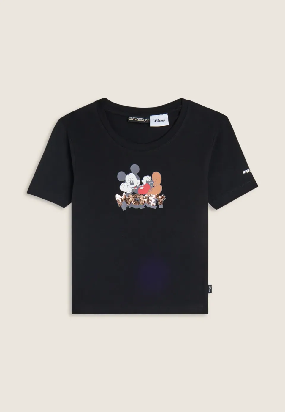 Freddy Mickey T-Shirt cropped Slim Schwarz
