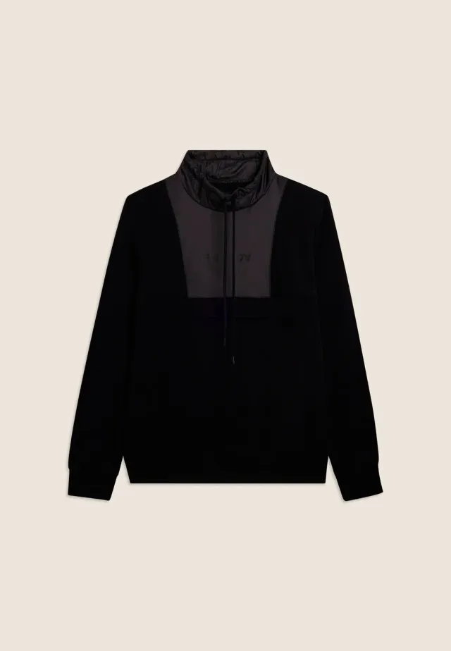 Freddy Herren Sweatshirt Stehkragen Schwarz Baumwollmix