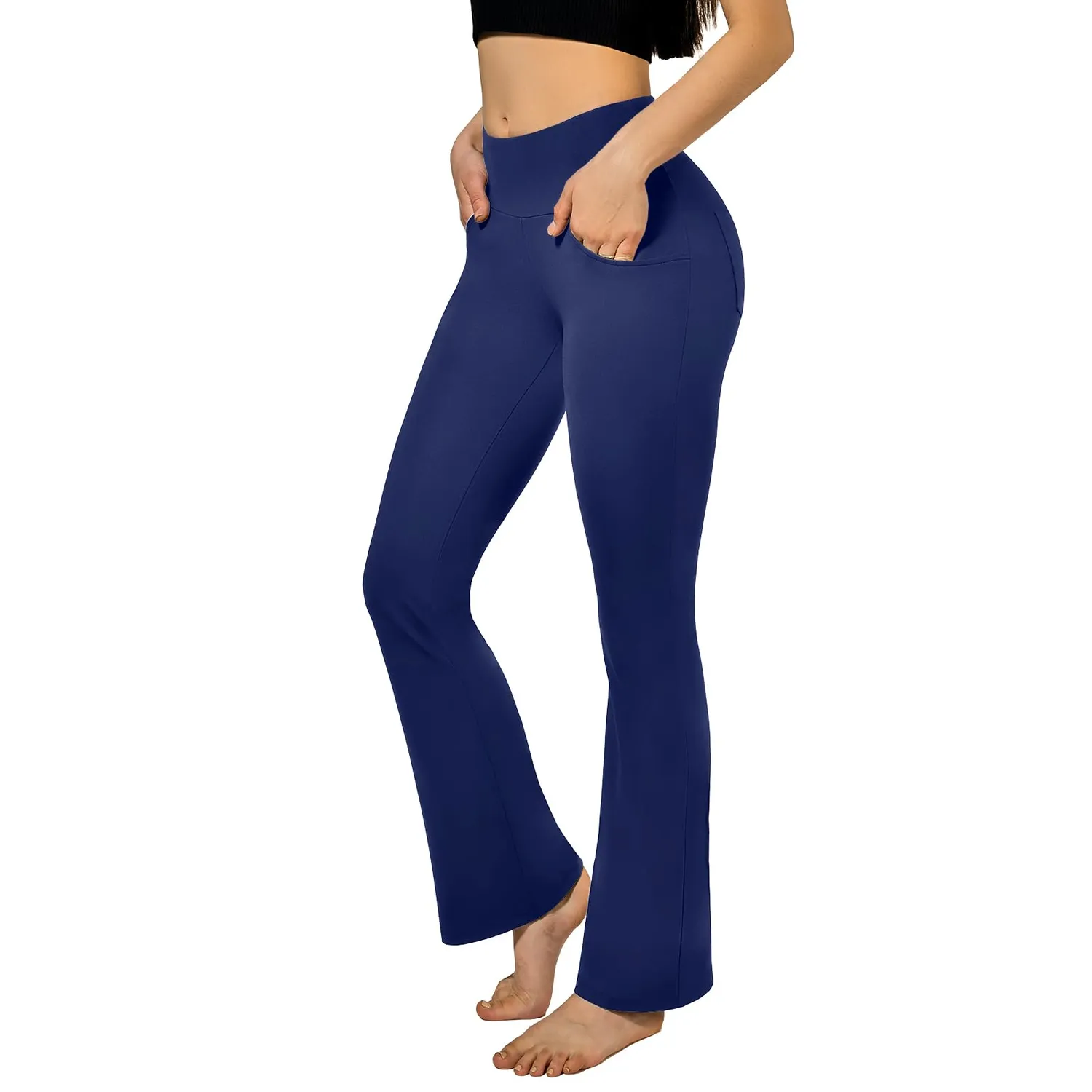 SINOPHANT Yogahose Flared High Waist Schwarz mit Taschen