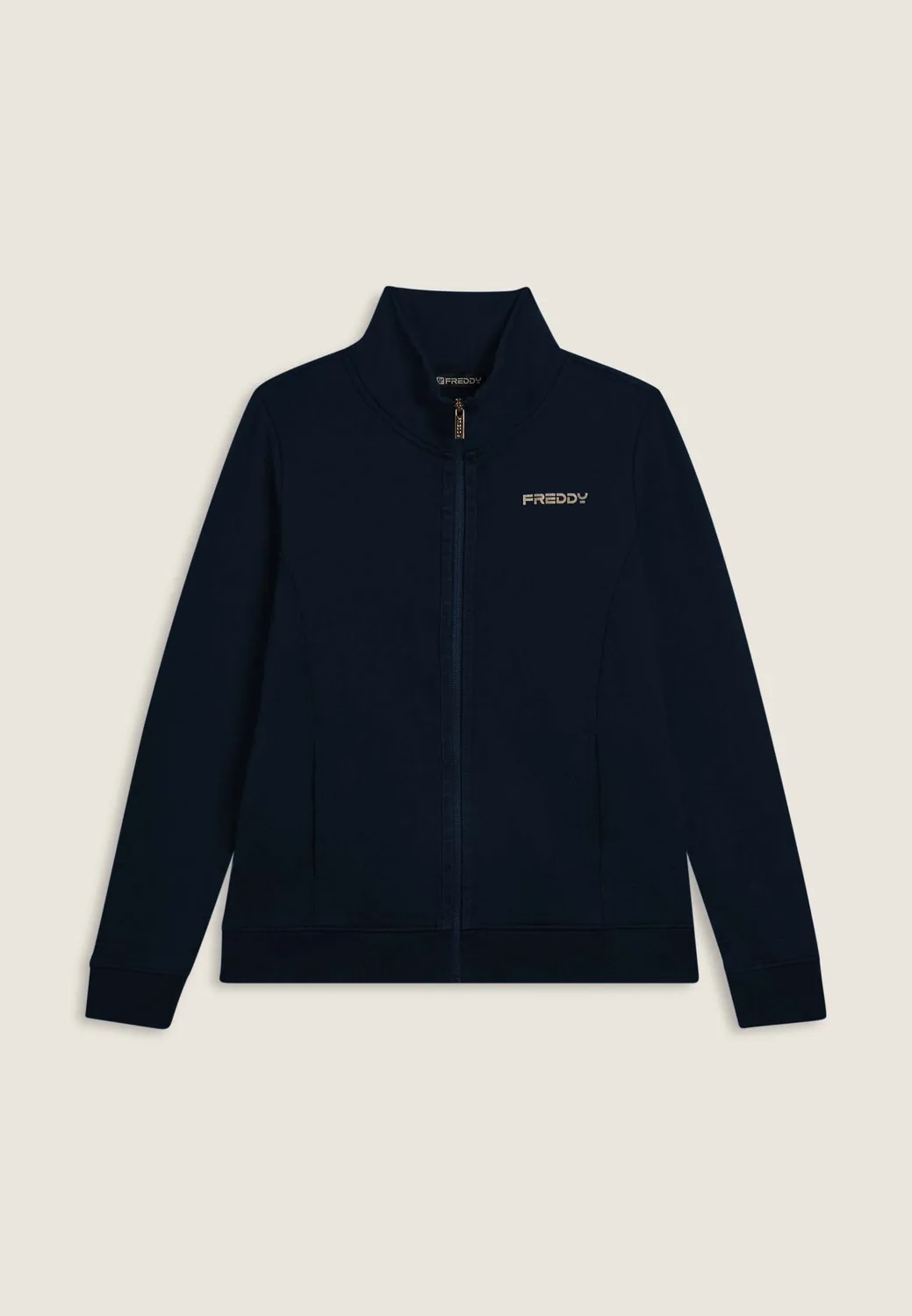 Freddy Sweatjacke Stehkragen Schwarz angeraut