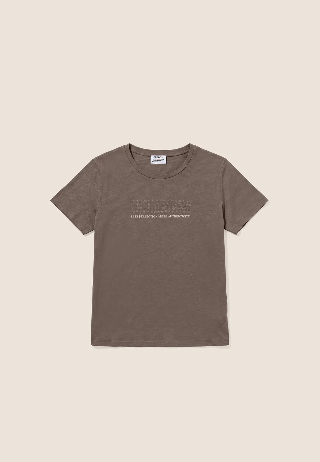 Freddy Regular Nieten-Logo T-Shirt Damen Schwarz Baumwolle